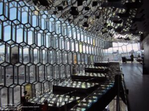 Harpa Concert Hall and Conference Centre in Reykjavik, Iceland, is designed by Henning Larsen Architects and Batteriid Archtects. Tha facade was developed by Henning Larsen Architects in collaboration with the artist Olafur Eliasson.