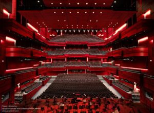 The concert hall. Harpa Concert Hall and Conference Centre in Reykjavik, Iceland, is designed by Henning Larsen Architects and Batteriid Archtects. Tha facade was developed by Henning Larsen Architects in collaboration with the artist Olafur Eliasson.
